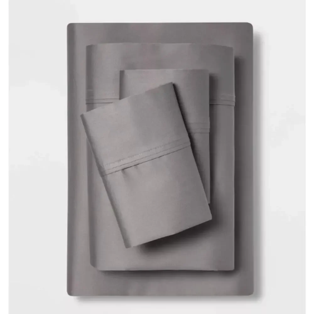 Solid Performance 400 Thread Count Sheet Set Threshold Gray full size100% cotton